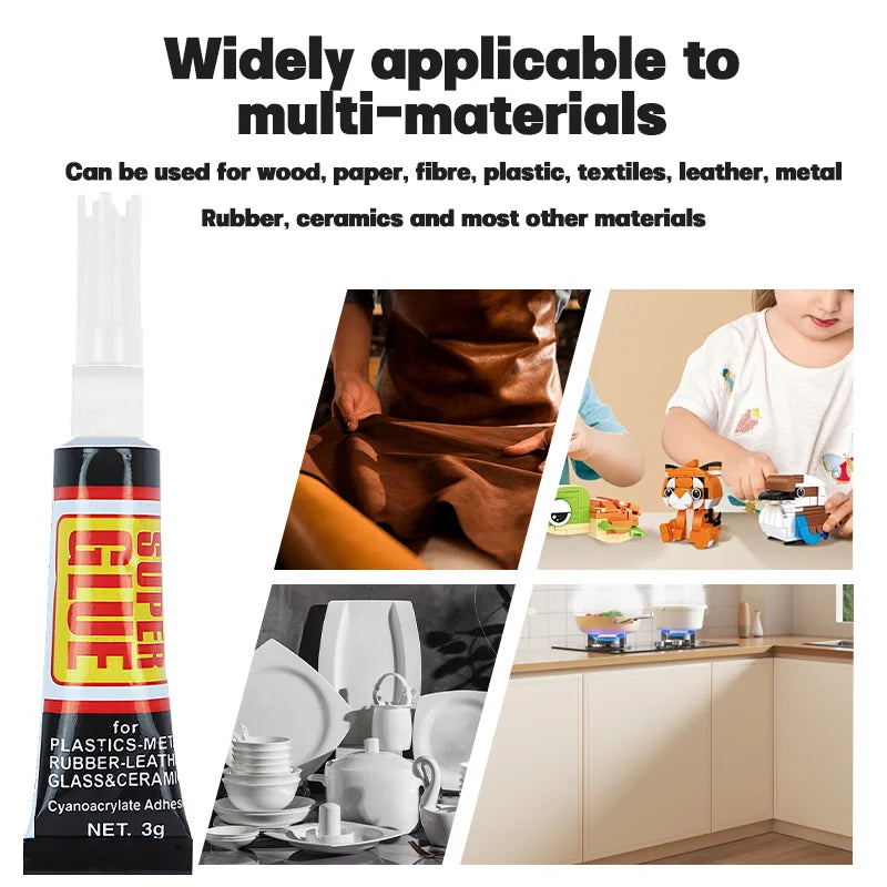 Strong Glue Quick Drying Glue Strong Universal Adhesive Instant Adhesive for Metal Plastic Glass Leather Wood Ceramics Acrylic