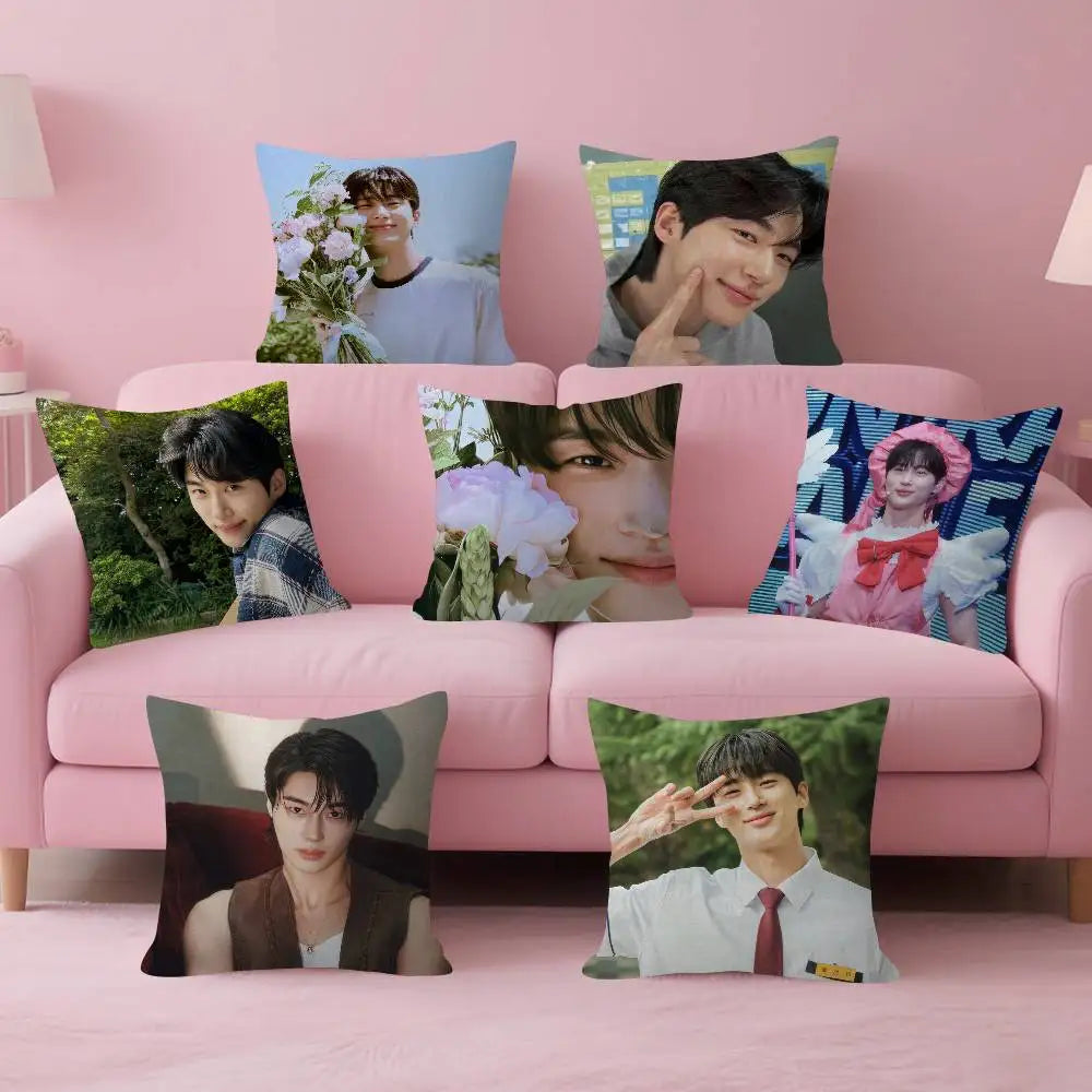 Korean Celebrity Byeon Wooseok Double-sided Printed pillow cover Short plush Suitable living rooms bedrooms throw cushion cover
