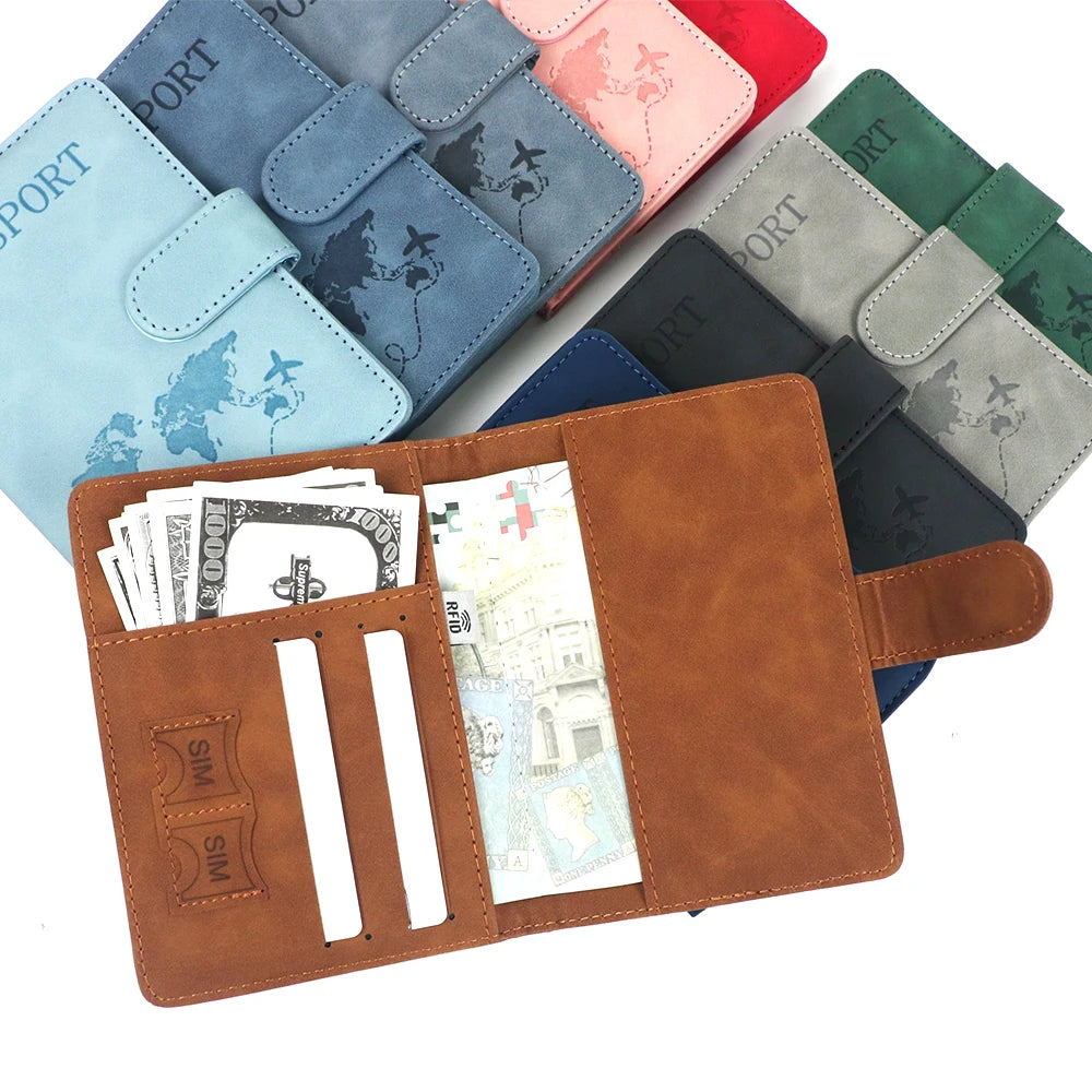 Customized Name Anti-Magnetic Passport Book Luggage Tag Set, PU Leather Passport Holder with Magnetic Fasteners, Passport Bag