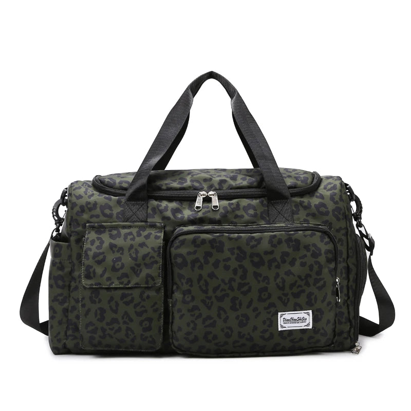 Fashion Leopard Print Travel Bag  Large Capacity Multiple Pockets Sports and Fitness Bag Travel Bag Storage Bag Etc