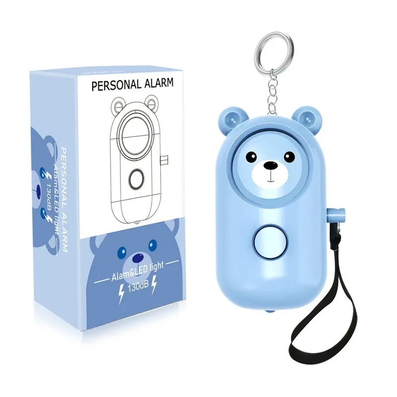 Bear Style Emergency Alarms,Security Alarm Keychain Protective Devices Personal Siren Ring with LED Light,130Db