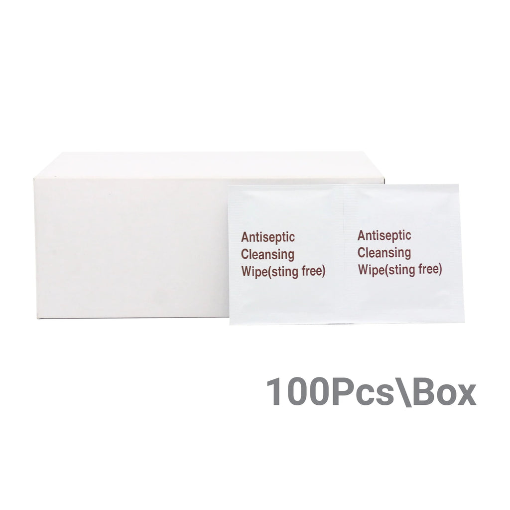 100Pcs Antiseptic Wipes Sting-Free Disposable First-Aid Non-Alcoholic Protective Cleaning Emergency Kit Travel Home Sterile