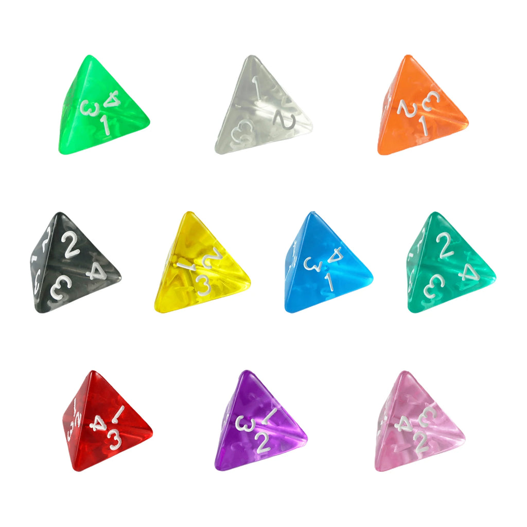 10-Piece D4 Transparent Dice Set for Role-Playing Games, Perfect Party Gift & Board Game Accessory, Ideal for DND