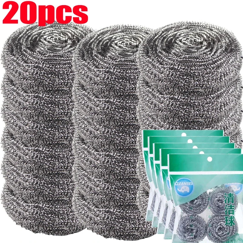 Steel Wire Dishwashing Ball Stainless Steel Heavy Duty Wire Steel Cleaning Ball Pots Pans Dishes Rust Removal Cleaner Brushes