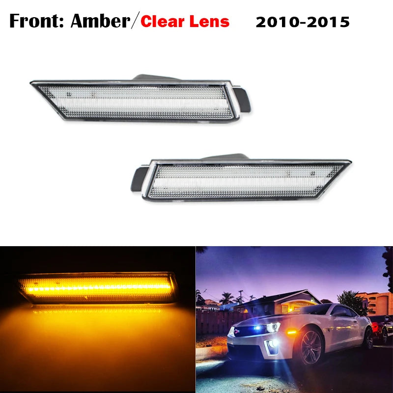 iJDM Amber/Red Front/Rear bumper Full LED Side Marker Light Kit For Chevy Camaro,Replace OEM Turn SignalLights/Driving Lights