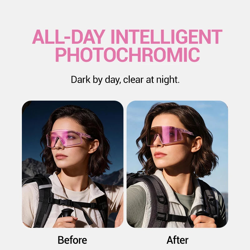 SCVCN 2026 Hiking Eyewear Men's Cycling Sunglasses Photochormic Glasses UV400 Outdoor Sports Goggles Camping MTB Bike Glasses
