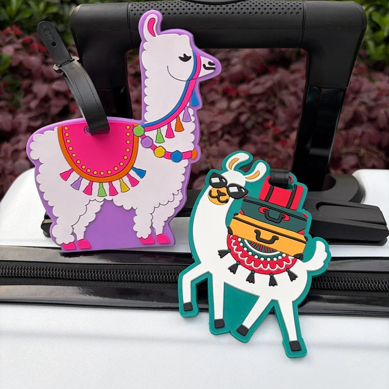 1/2Pcs Animal Luggage Tag Alpaca Airport Checked Baggage Anti-Loss Identifier Tag Hanging Luggage Tag for Couples Travel Essentials