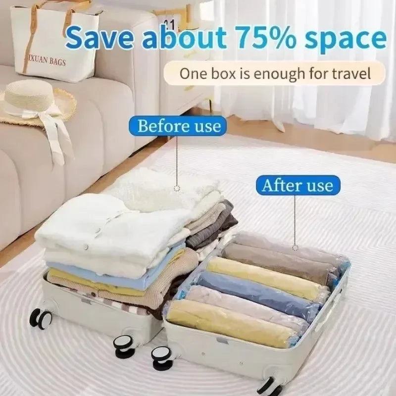 Roll Up Space Saver Travel Storage Bags Travel Accessories Compression Bag for Packing & Clothes, No Pump or Vacuum Needed