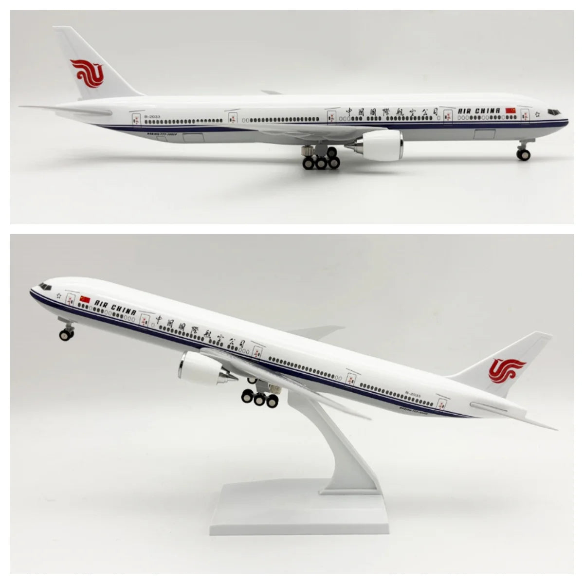 30cm Miniature Airplane Air China B777 Resin Diecast Plane Model Kit With Wheels Base For Collection Display Or Boys Gift