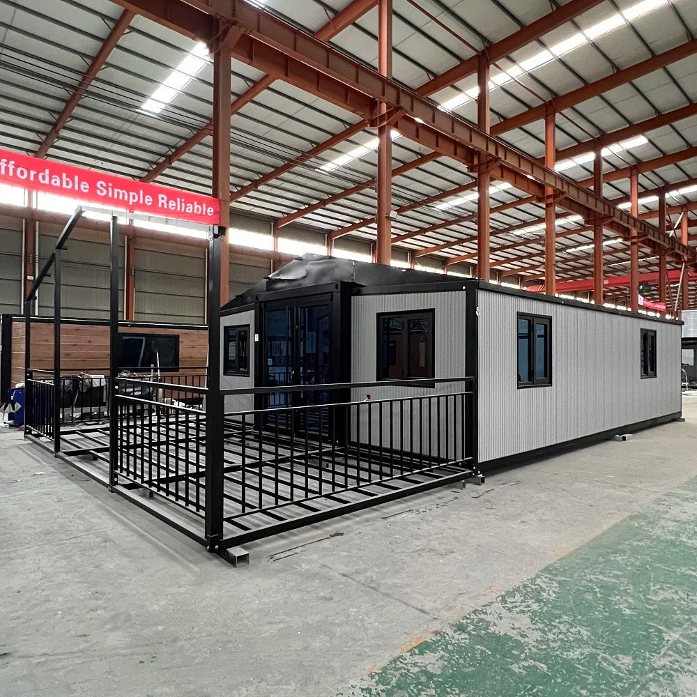 Prefab Container House 3 Bedroom 2 Bath 40FT Expandable Foldable Modular Design with Kitchen Living Room for Family Home Villa