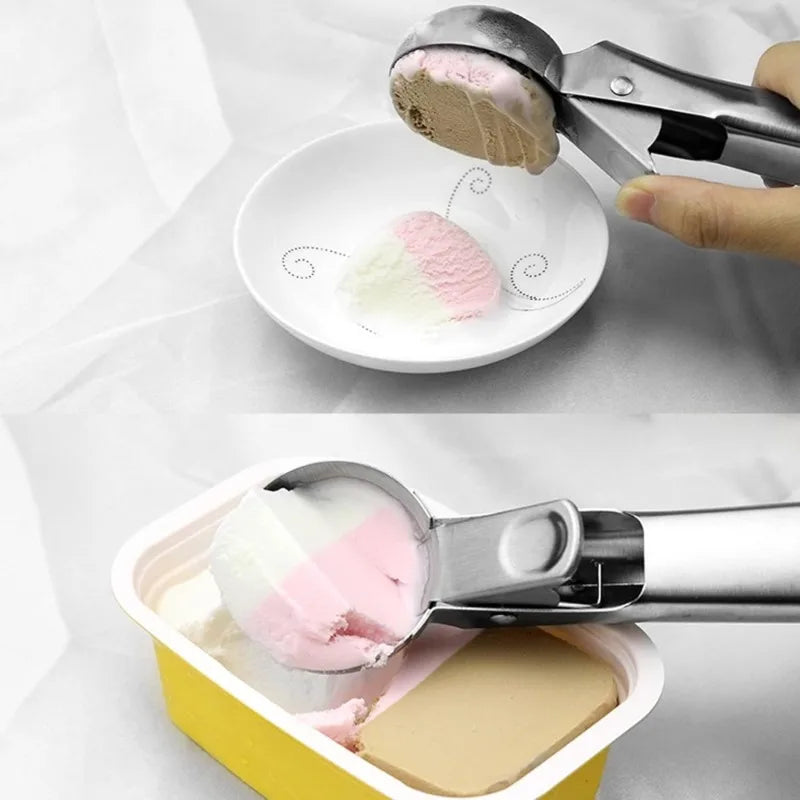 Ice Cream Scoop Set with Release Trigger Ideal for Ice Cream Frozen Yogurt Fruit and Sundaes Includes Small and Large Scoops