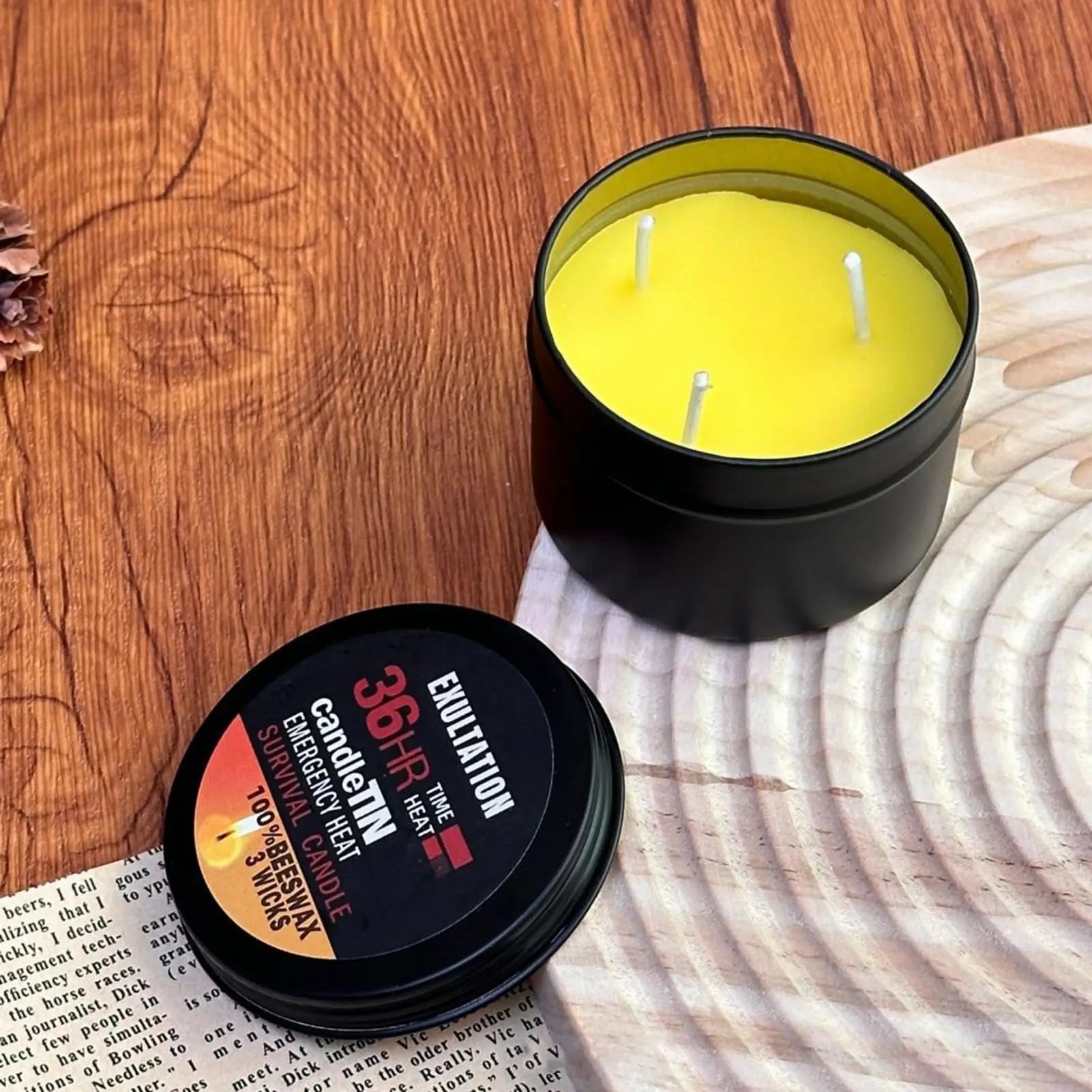 Long Burning Candles Camping Candle With Jar 36 Hours Long Burning 3-Wick Lamp for Home Outdoor Survival Fishing Camping Hiking