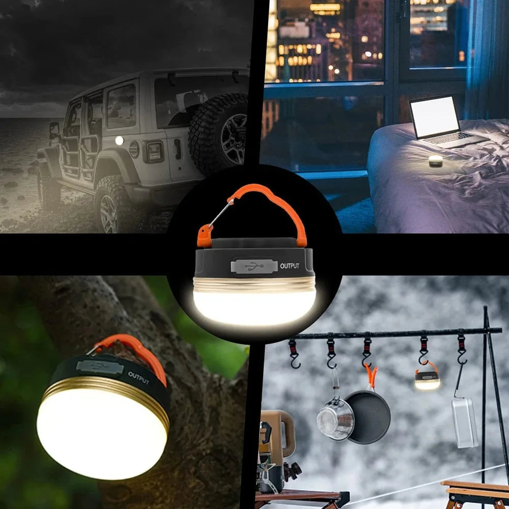 High Power Camping Lantern Tents Lamp USB Rechargeable Portable Camping Lights Outdoor Hiking Night Hanging Lamp