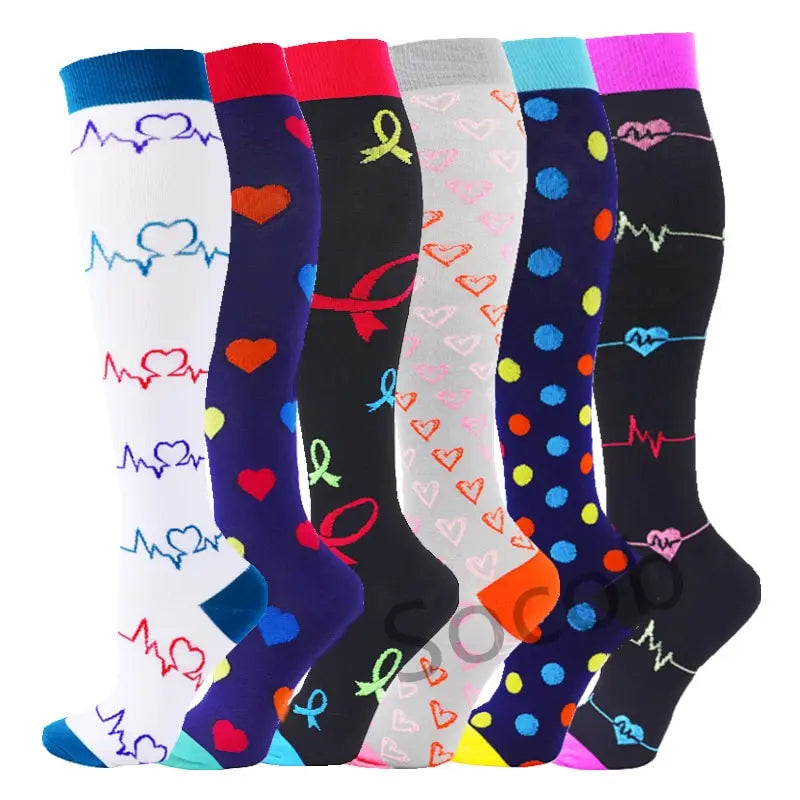 6/7 Pairs Compression Socks Varicose Diabetes Sock Running Cycling Hiking Touring Bicycle Marathon Outdoor Rugby Edema Long Tube