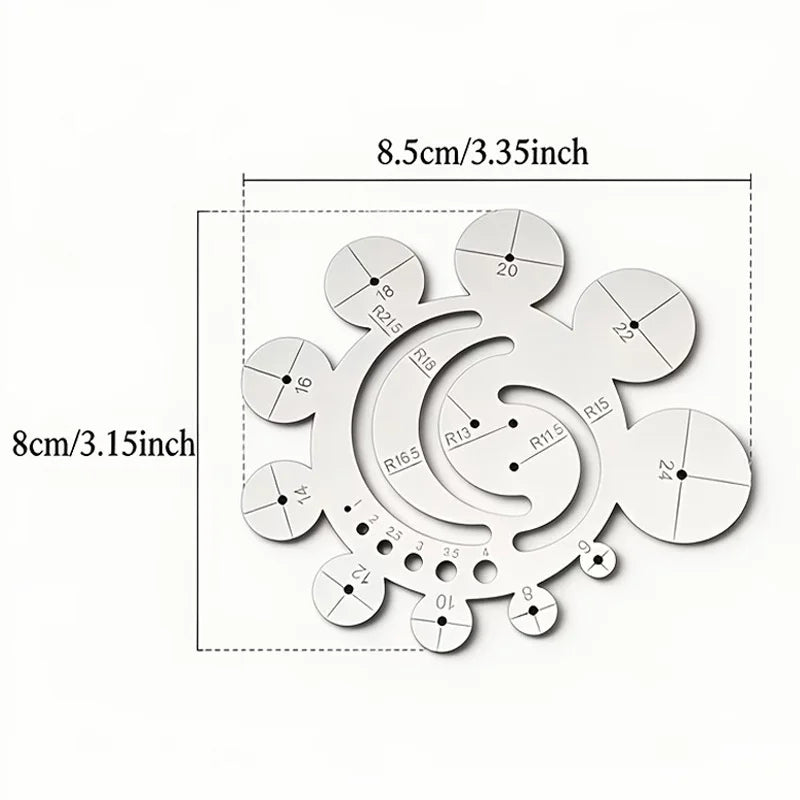 11 in 1 Stainless Steel Radius Template Ruler Multi Circular Angle Cutting Guide Center Finder Arc Measuring Gauge DIY