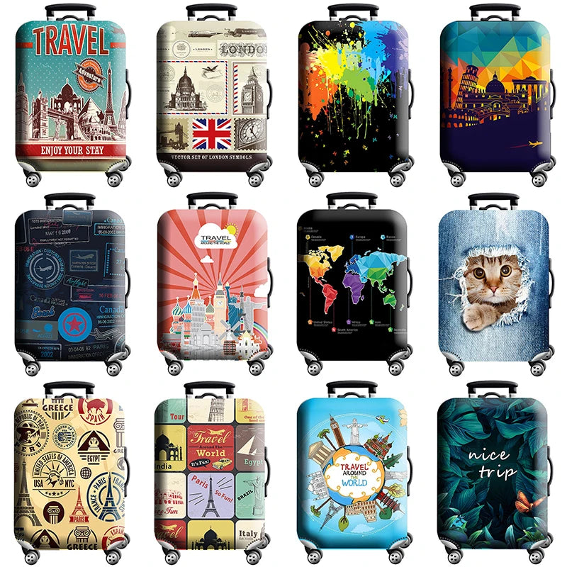 Thick Elastic World Map Luggage Protective Cover Zipper Suit For 18-32 inch Bag Suitcase Covers Trolley Cover Travel Accessories