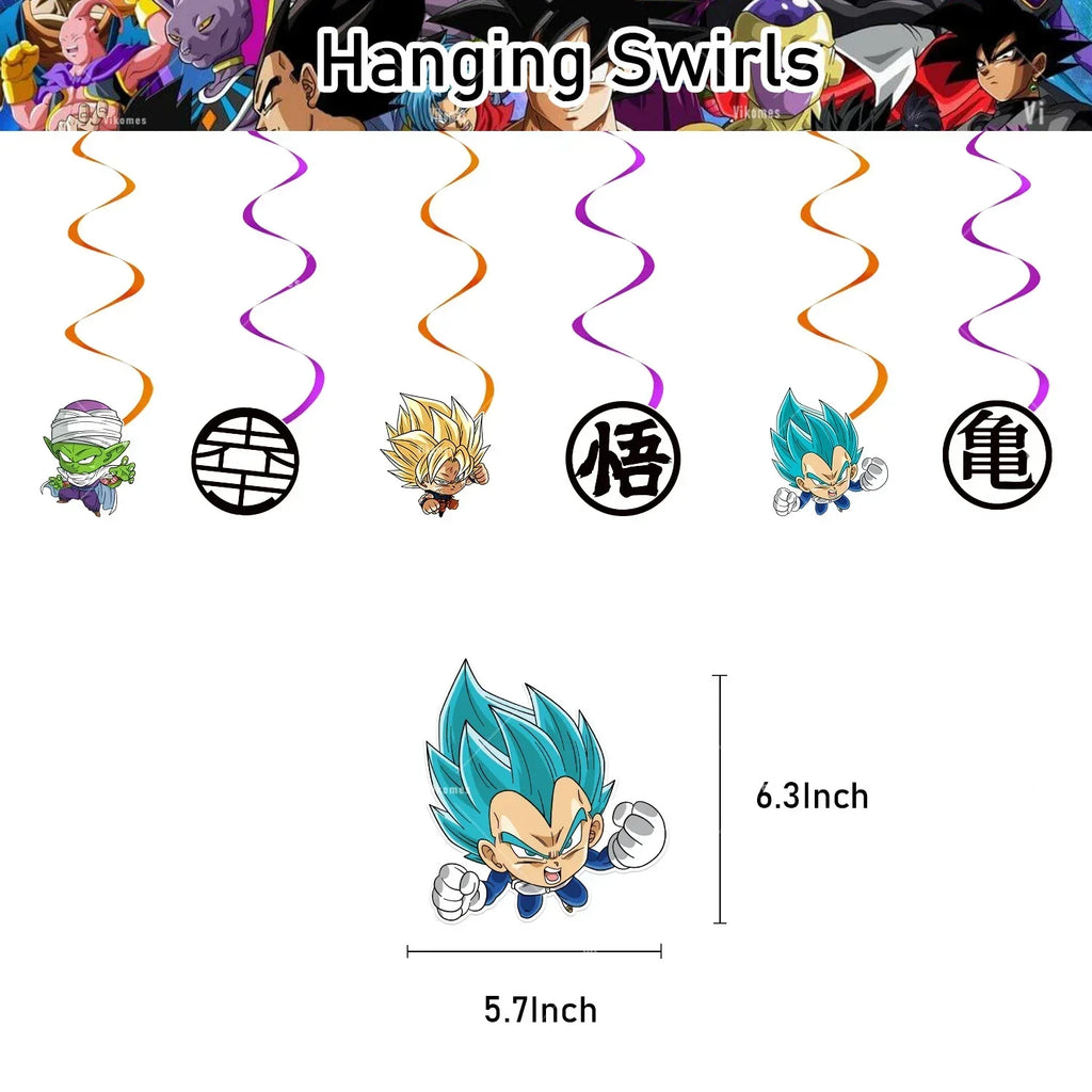 Dragoned Ball Z Balloons Happy Birthday Banner Goku Vegeta Ballons Party Decoration Plate Disposable Tableware Cake Topper Toy