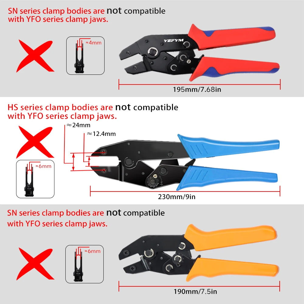 1 Pcs Crimping Jaws YFO 9 Inch Crimping Pliers Interchangeable Crimping Die For Tube/Insulated/Bare Terminals Replacement Die