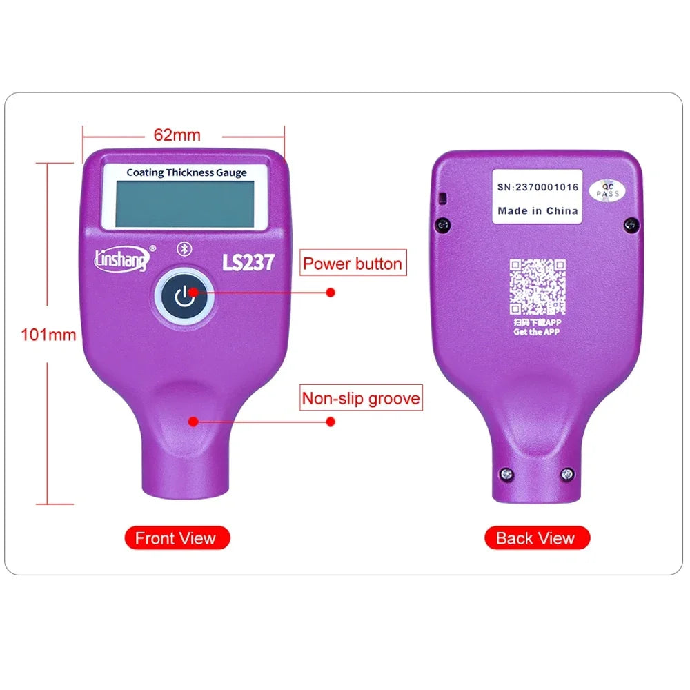 Linshang LS237 Car Paint Thickness Gauge Checking Auto Coating Identify Ferrous Putty with Three Color and Rotatable Screen