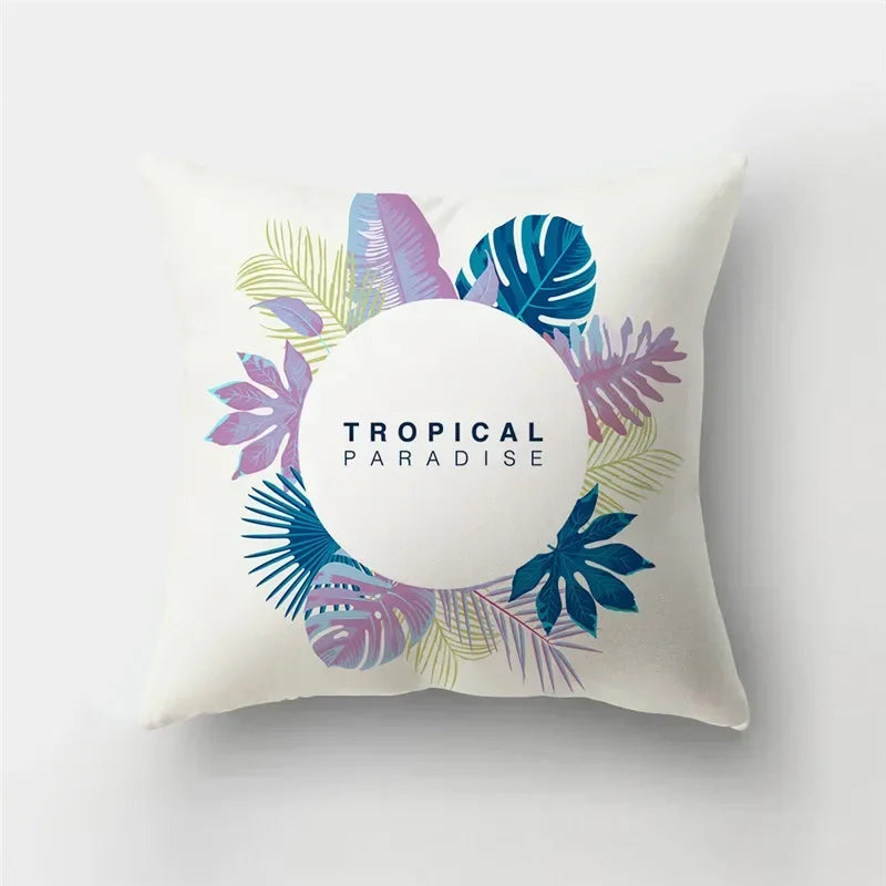 Fresh Summer Leaves Double-sided Printed pillow cover Short plush Suitable living rooms bedrooms sofas throw cushion cover