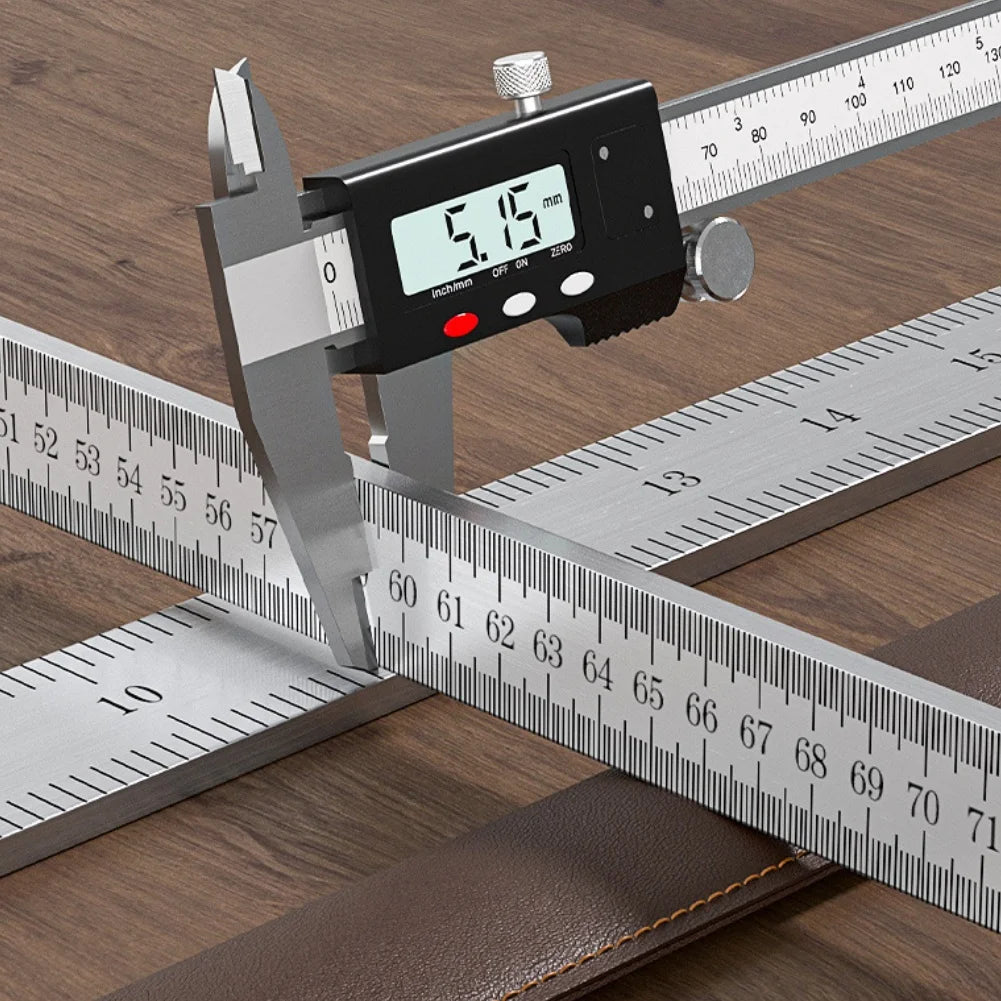 5mm Thickness Manganese Steel Measuring Ruler With Non-Slip Handle Versatile Multifunctional Scale Measuring Tool Defense Ruler