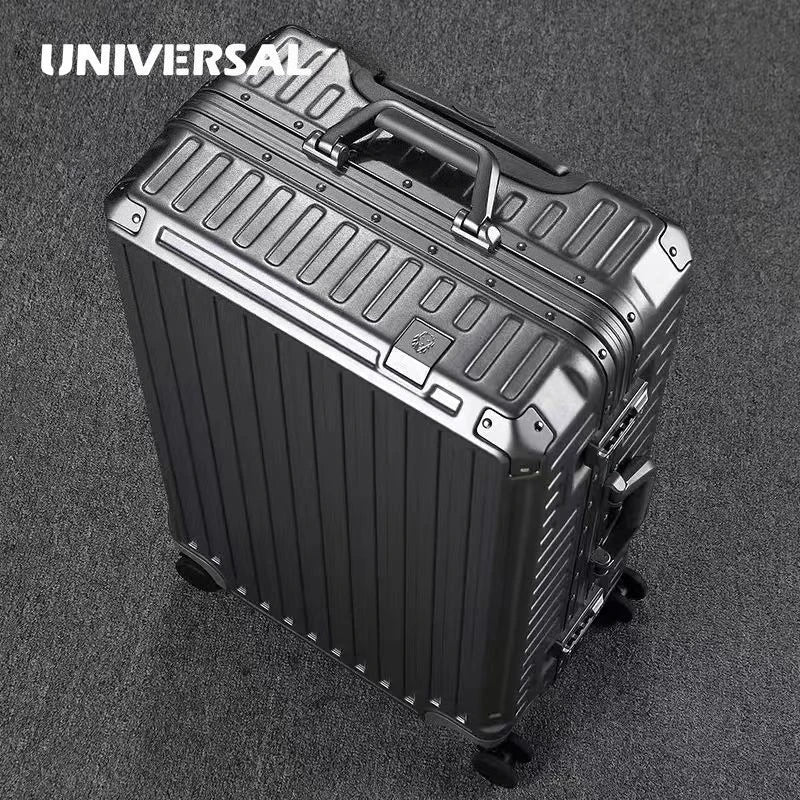 New ultra sturdy aluminum frame luggage,2-Pieces set 20 22 24 26 28 inch carry on luggage suitcase set  high aesthetic board case, universal wheel business travel box set, optional 20-28 inch