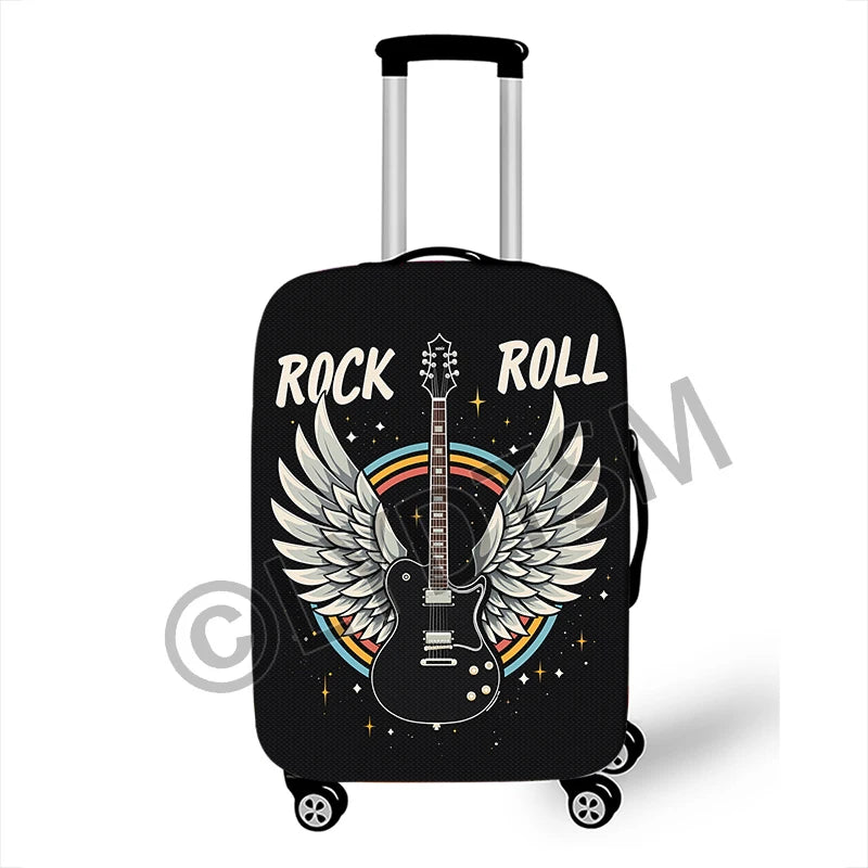 Musical Notes Luggage Cover Rock Guitar Piano Drum Graphic Suitcase Covers Elastic Trolley Case Protective Cover for Travel