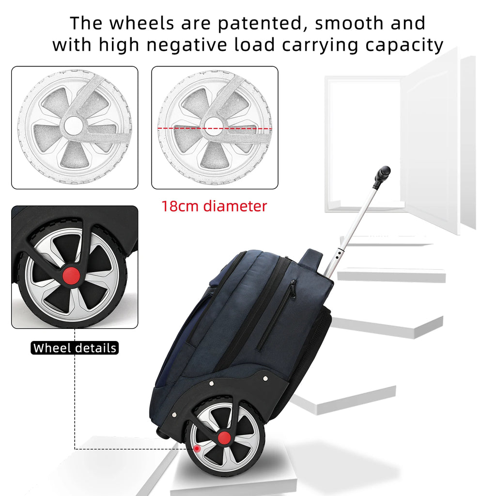 RUCYEN Rolling Luggage Backpack With Wheels Travel Suitcases Large Capacity Trolley Bags Multifinonal Backpack Laptop Bags