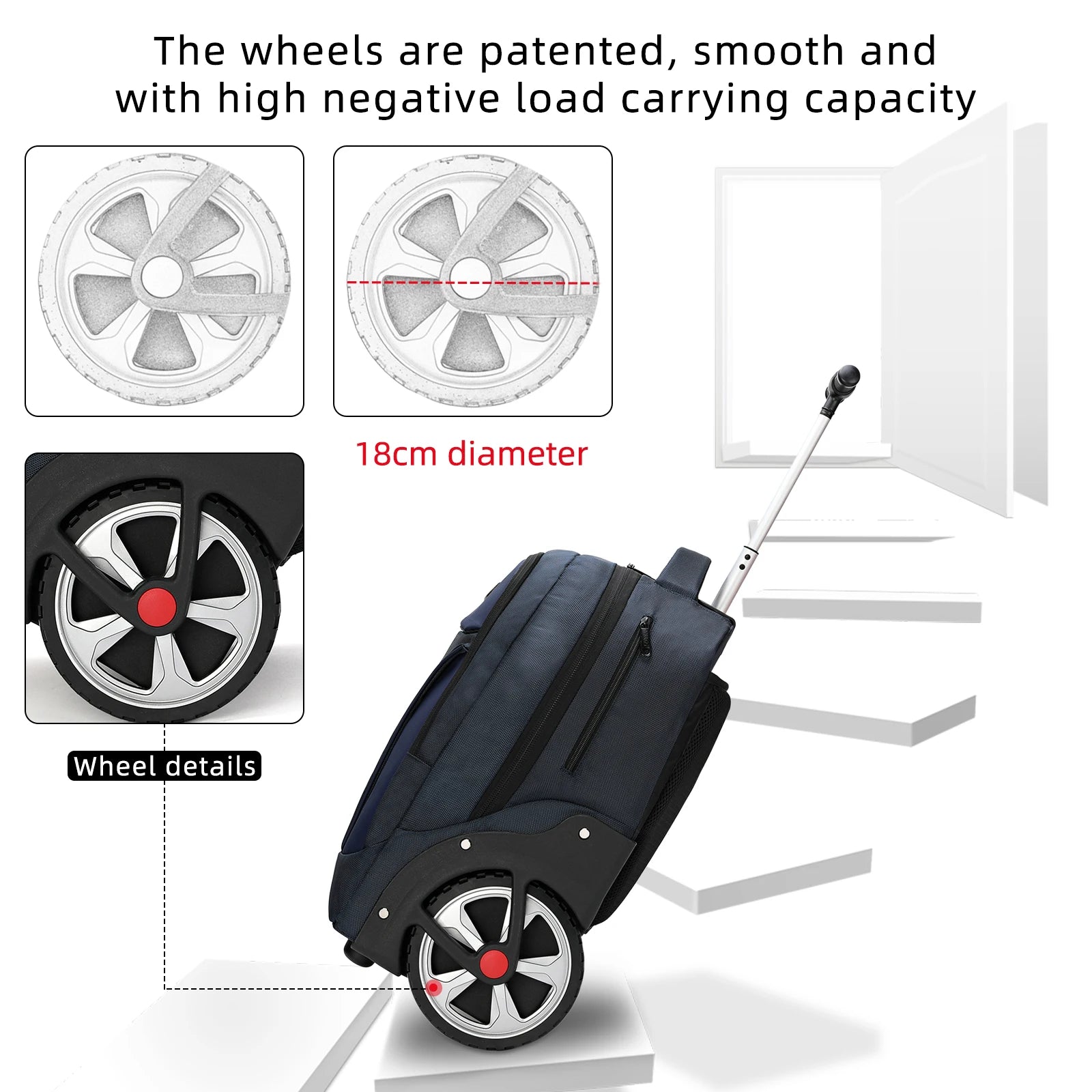 RUCYEN Rolling Luggage Backpack With Wheels Travel Suitcases Large Capacity Trolley Bags Multifinonal Backpack Laptop Bags
