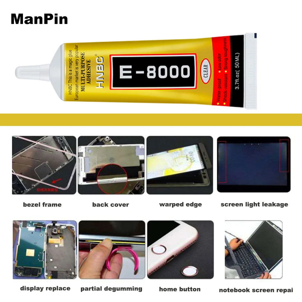 E800 Glue Adhesive Phone Screen Back Cover Middle Frame Warped Edge DIY Handicrafts Metal Paste Screwdriver Crowbar Repair Tool