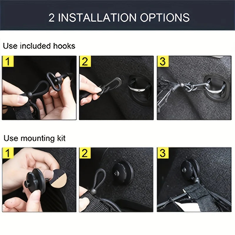 The Car Trunk Storage Net with Extendable Hooks and Nylon Material Is Convenient for Organizing and Can Safely Store Items