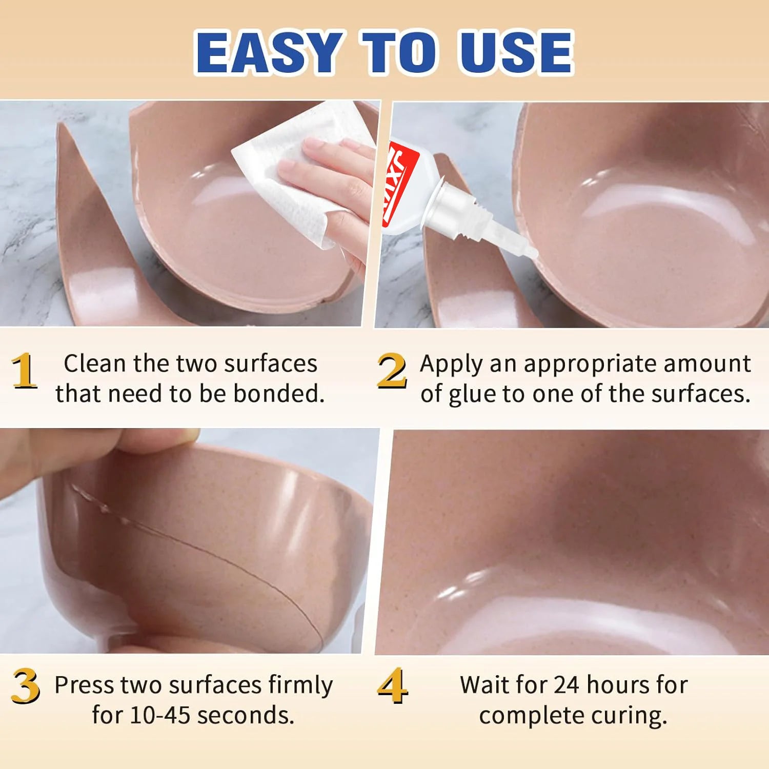 JXVX-20g strong transparent adhesive is used for ceramic repair and rapid repair of porcelain, ceramics, cups and DIY technology