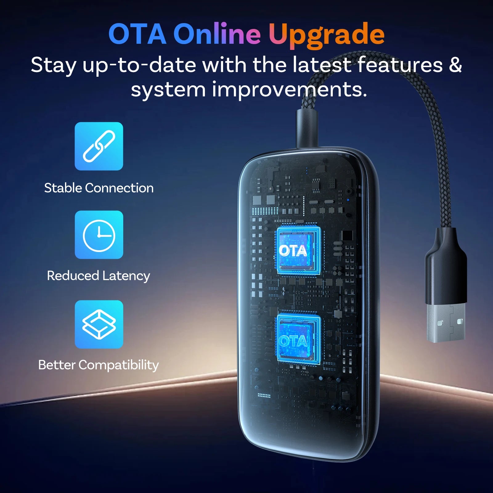 OTTOCAST Play2Video Ultra Video Box 3 in 1 Wireless CarPlay Android Auto Adapter Built-in Youtube Netflix IPTV for 98% of Cars
