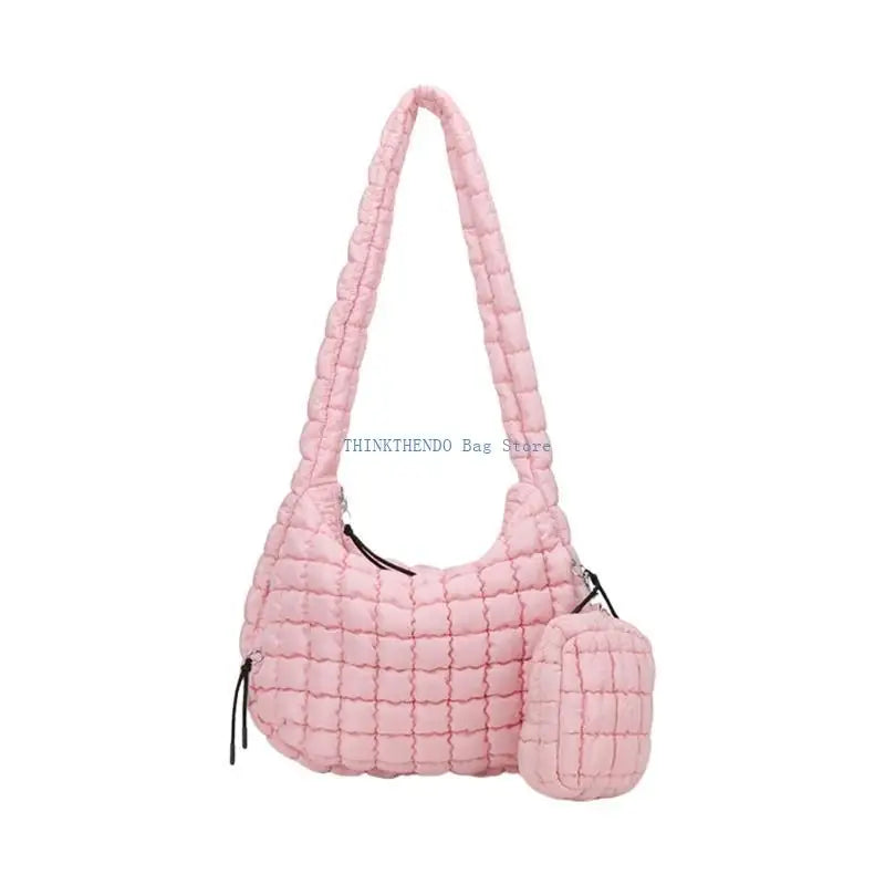 340D Quilted Puffer Bag Set for Women Lightweight Spacious Crossbody Satchel Purse