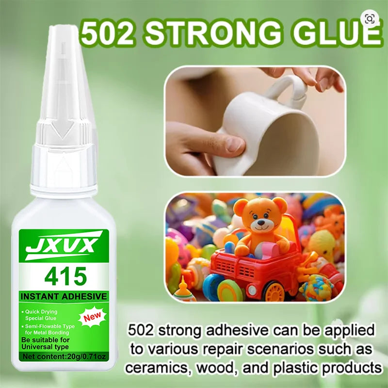 JXVX 1-5PCs 495 Super Glue Strong Fast Drying Instant adhesive - Universal Cyanoacrylate Glue Mighty Instant Glue for Resin Ceramic Metal Glass Liquid Glue Tool Includes dispenser,20g.