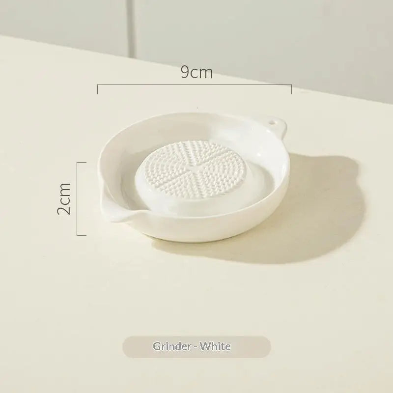 Ceramic Garlic Grater Plate Japanese Style Porcelain Ginger Wasabi Grinder With Spout Kitchen Pasta Making Tool Kitchen Supplies