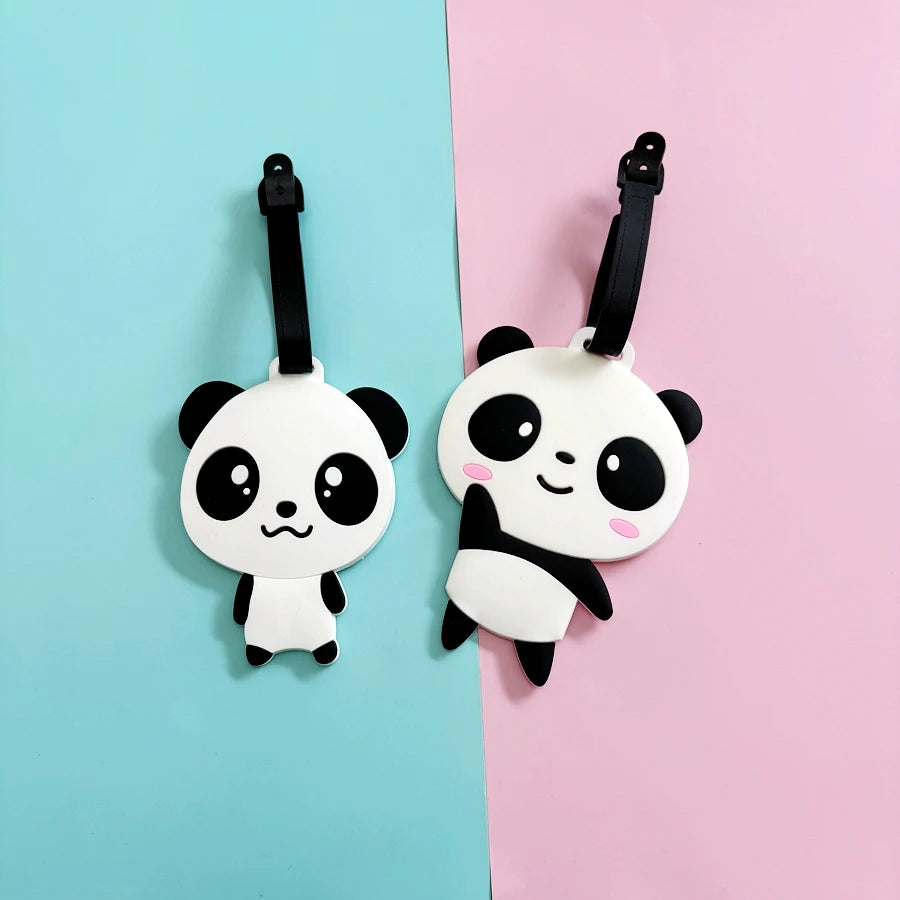 1pc/2pcs Cute Panda Luggage Tag Business Travel Airport Luggage Backpack Anti Loss ID Tag Pendant Work Name Sign