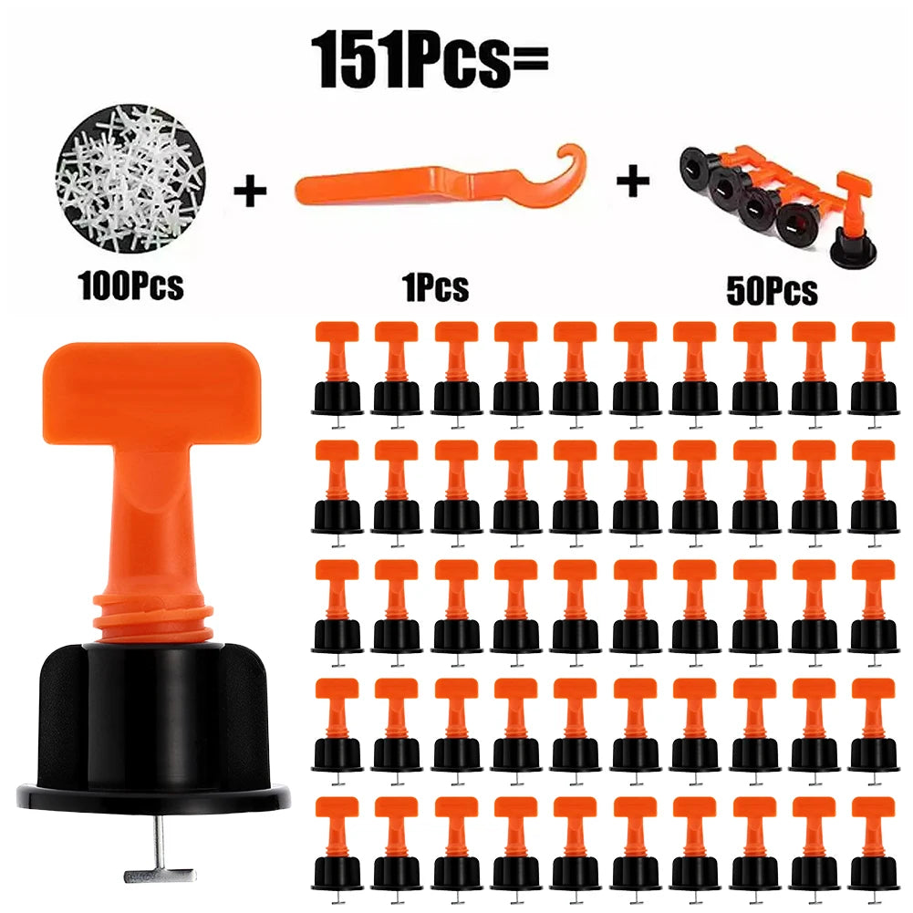 151Pcs Tile Laying Level Wedges Alignment Spacers Replaceable Needle Pin Tile Laying Leveler Spacer Locator Plier for Wall Floor