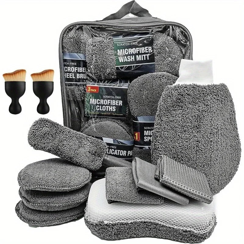 11pcs Car Cleaning Kit That Includes a Tire Brush, Microfiber Cleaning Gloves, Making It an Excellent Choice for Car Cleaning.