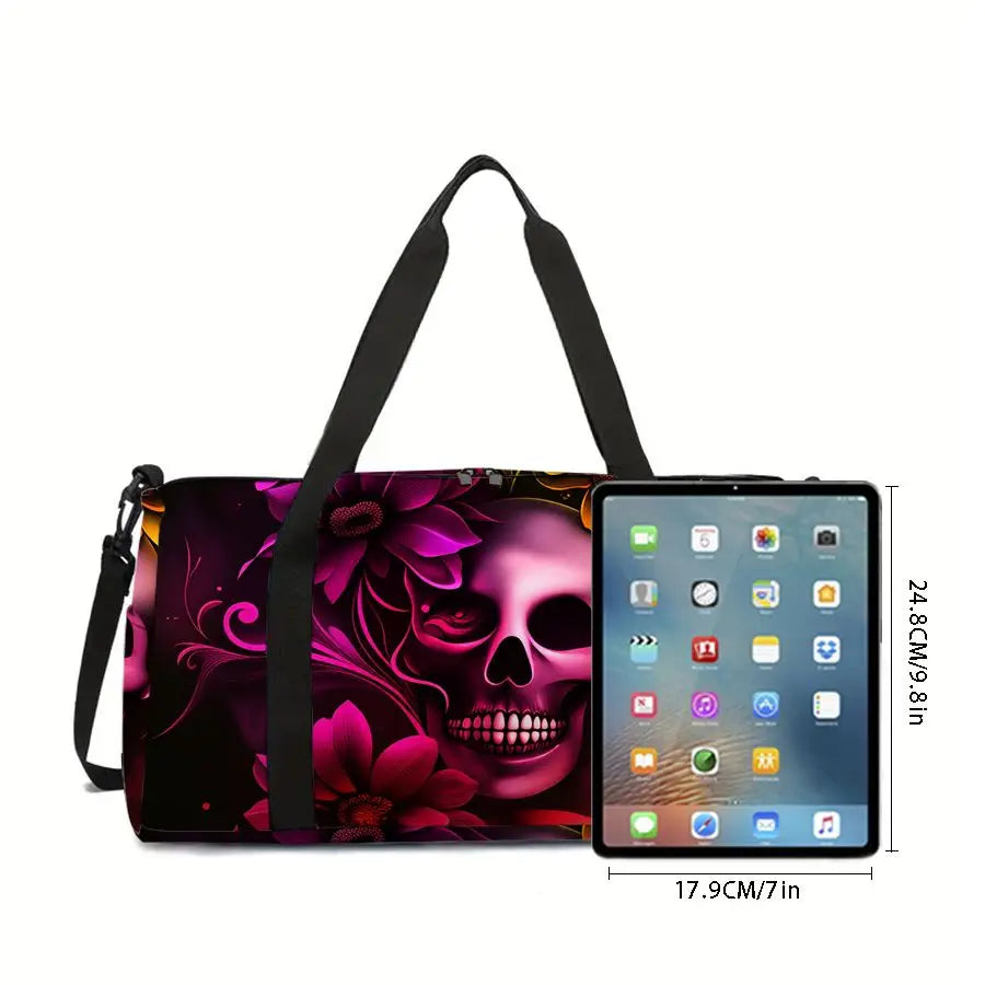 Skull Print Large Capacity Luggage Bag for Boy/Girl Best Gift 2D Cartoon Travel Duffels Outdoor Fitness Bag for Children