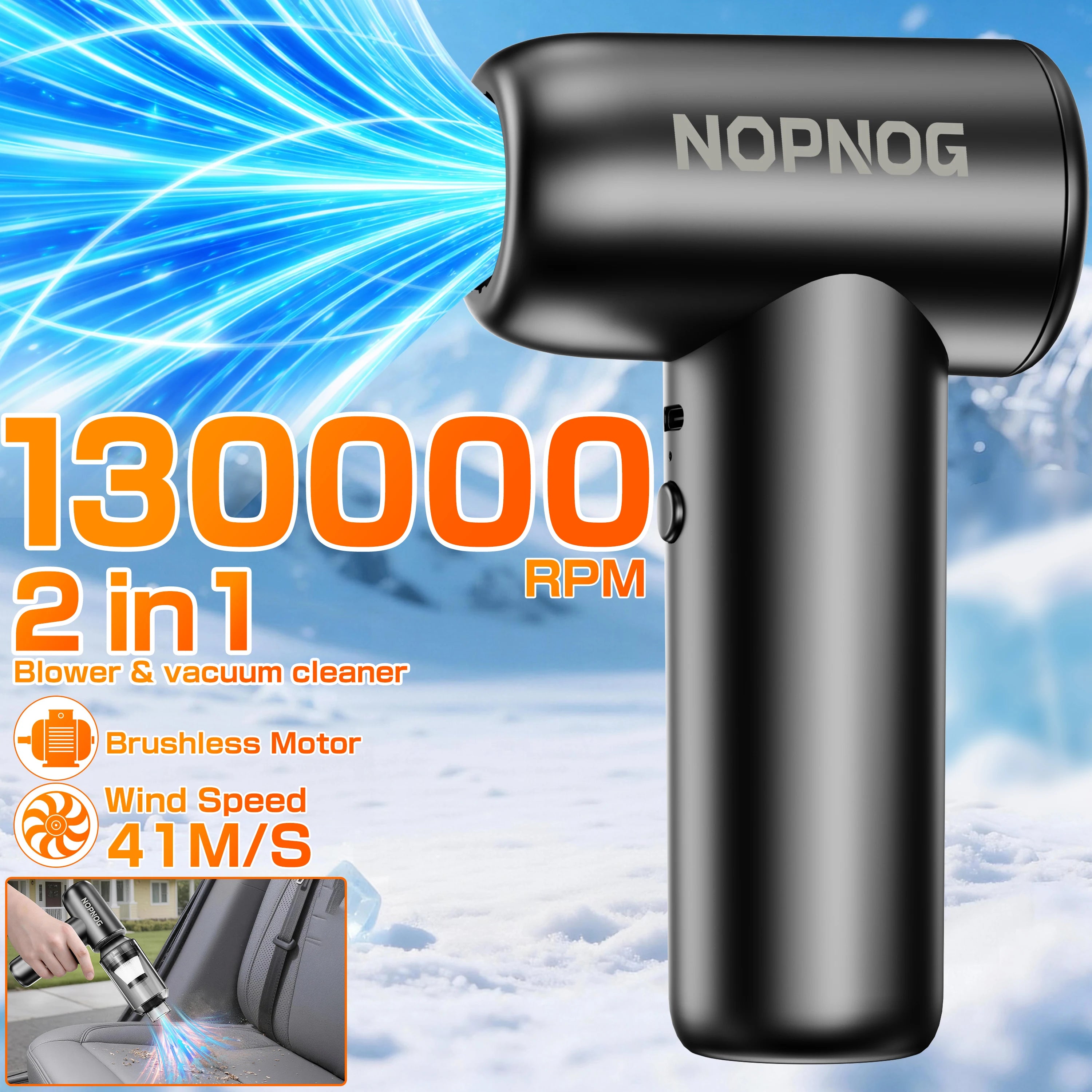 Car Vacuum Cleaner Blower Turbo Fan Violent Jet Fan Cleaning Blowing Tools Summer Hair Dryer Family Electric Air Duster Auto Accessories Dust Collector Outdoors Portable