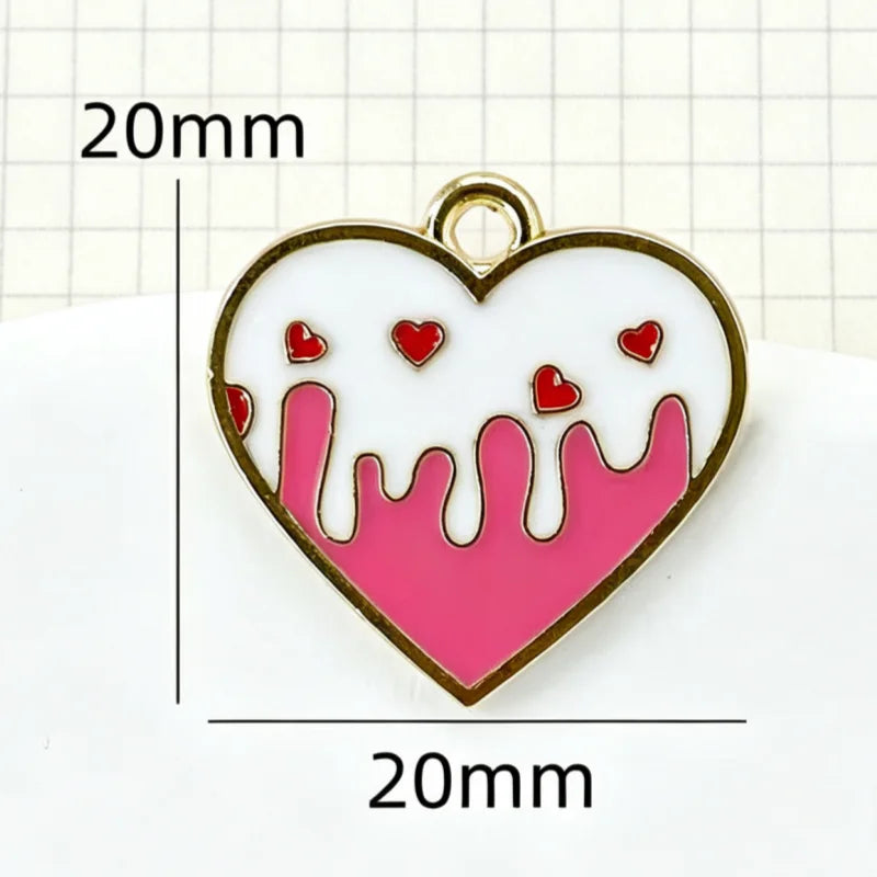 10pcs Pink Heartbeat Love DIY Jewelry Accessories Pendant Pendant Necklace Bracelet Hair Accessories Keychain Valentine's Day Al