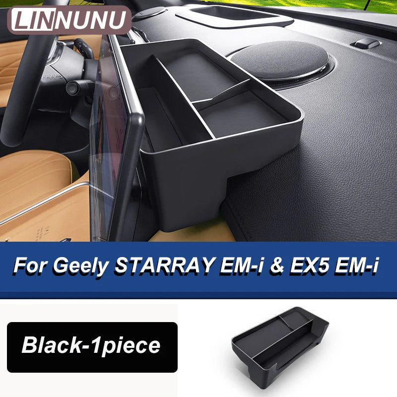 LINNUNU Car Storage Box Behind Dashboard Screen For Geely STARRAY EM-i EX5 EM-i 2026 Galaxy Starship 7 Tray Interior Accessories
