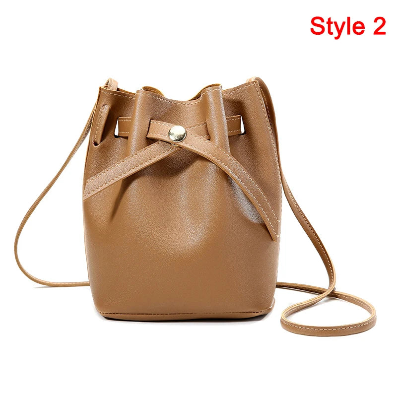 Hand Bag Ladies Women's Crossbody Bags Large Capacity PU Leather Bucket Bag Portable Cross Body Bucket Bag Single Shoulder Bag