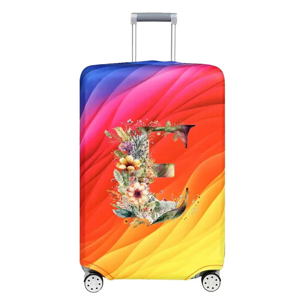 Luggage Cover Stretch Fabric Suitcase Protector Baggage Case for18-32 Inch Suitcase Case Floral Letter Series Travel Organizer