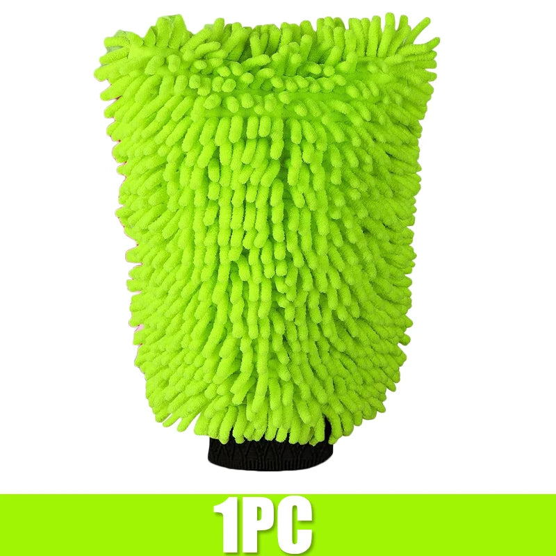 1-10PCS Microfiber Car Wash Green Gloves Portable Car Cleaning Mitt Super Absorbent Sponge Scratch Free Auto Cleaning Tool