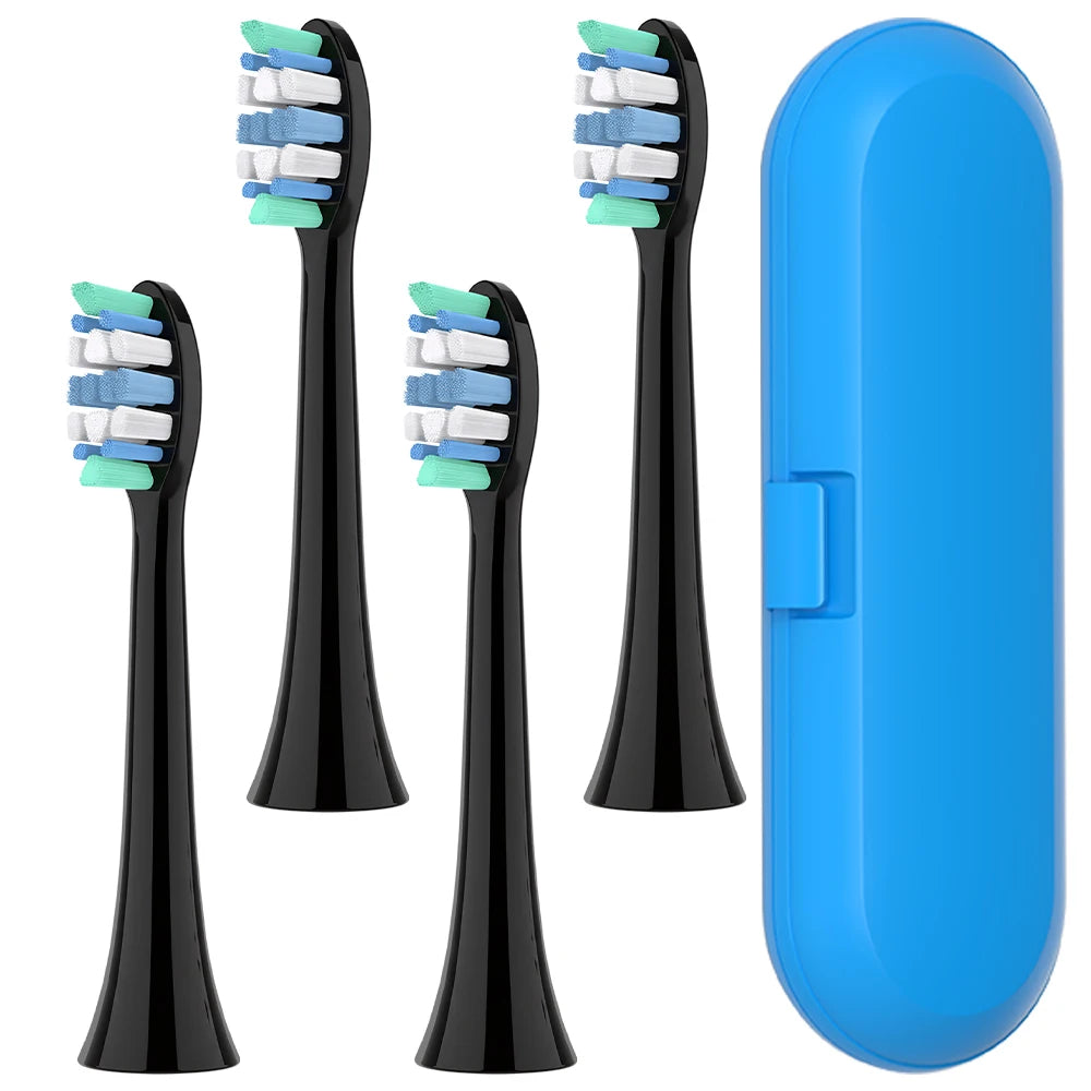 Toothbrush Travel Case and 4x Replacement Brush Heads Compatible with Philips Sonicare Electric Toothbrush, for 4100/6500/7500