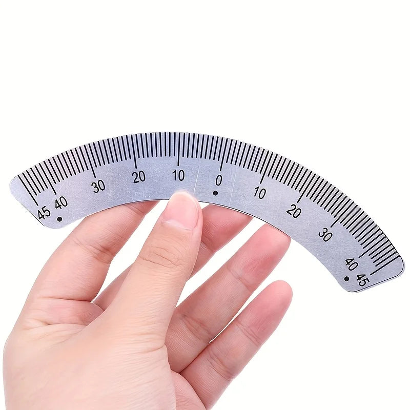 Stainless Steel Arc Angle Ruler, 0-45 Degree Double Scale Protractor, Portable Curved Measuring Gauge for Carpenter Woodworking