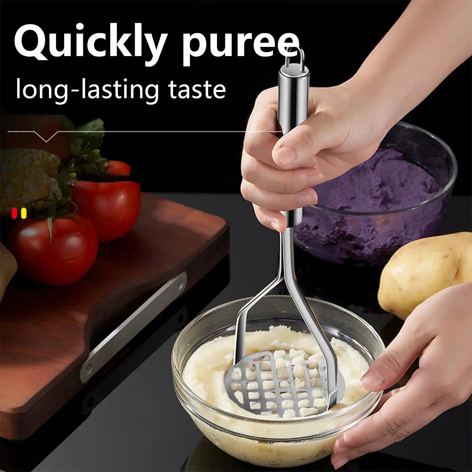 Stainless Steel Potato Masher Stainless Steel Food Masher for Avocado Kitchen Tools Press for Cooking Pureeing Vegetable Fruit