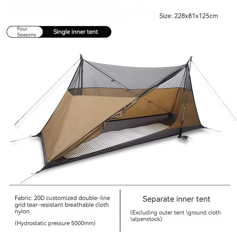 Yun Chuan double-sided silicon-coated double A pyramid 15D nylon rodless camping hiking outdoor ultralight tent